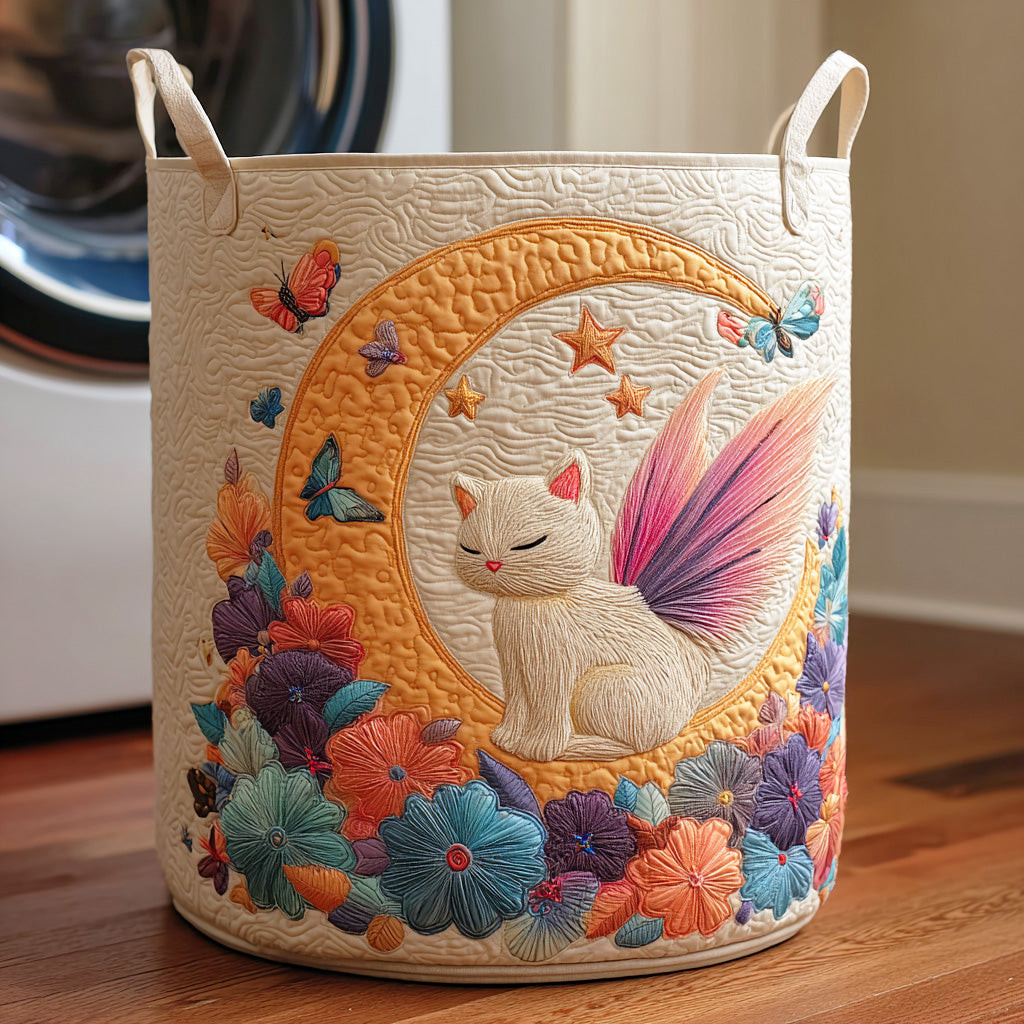 Bloomy Catnap Quilted Laundry Basket Best Quilted Laundry Basket Gift for Friends and Family