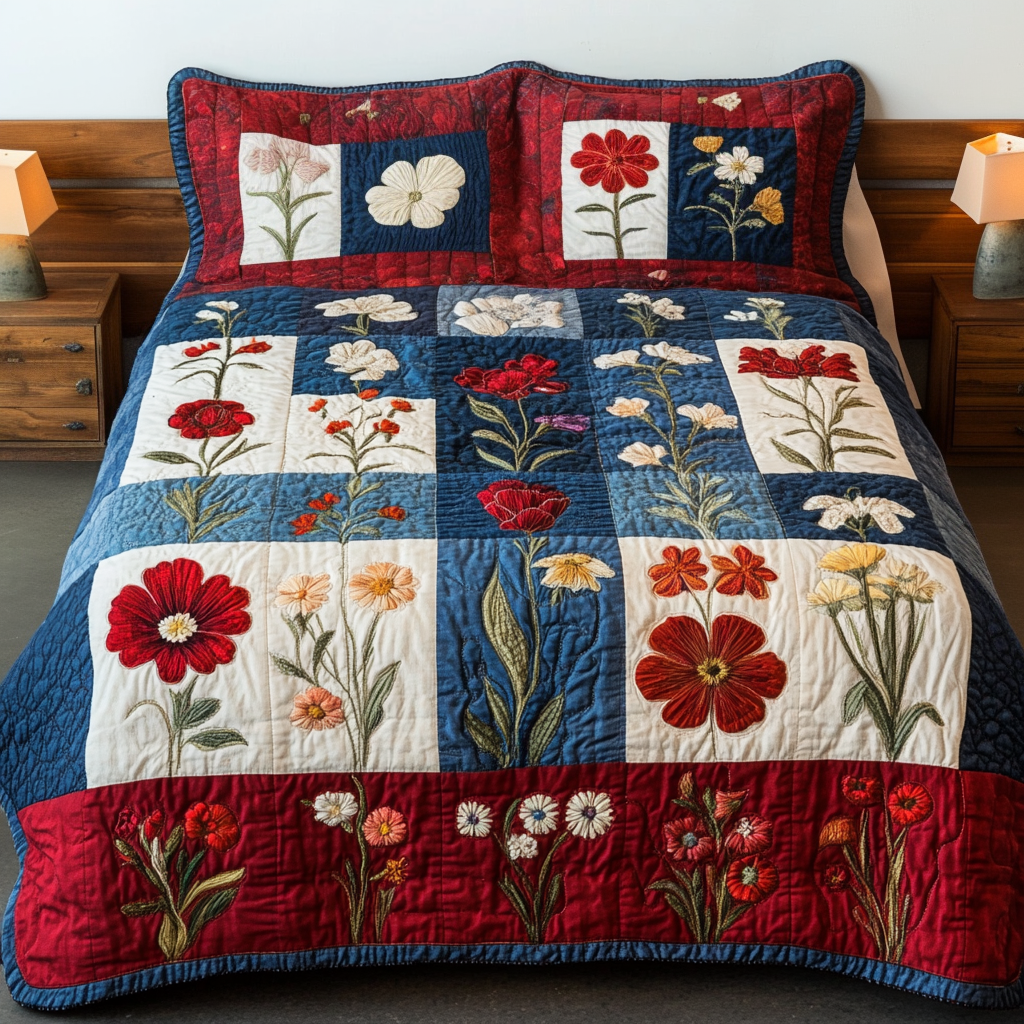 Blossom Beauty Quilted Bedding Set Holiday Duvet Cover Set Christmas Gifts For Flower Lovers