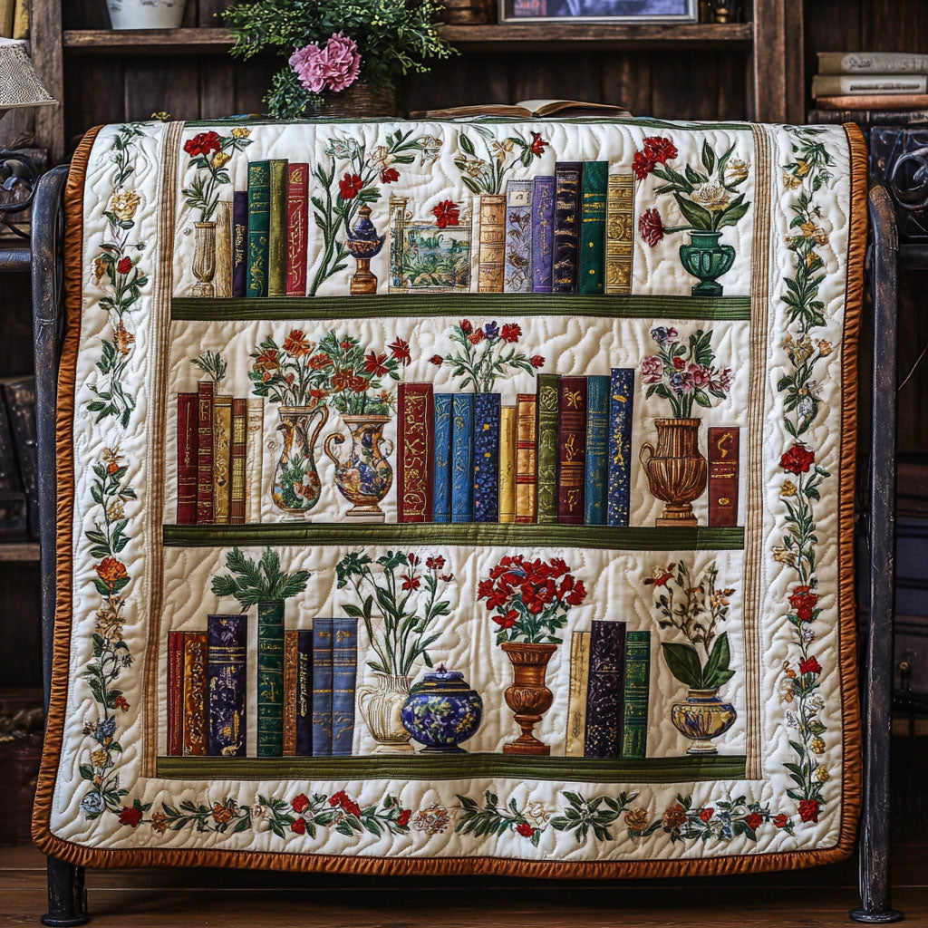 Blossom Between Books Quilted Blanket Best Couch Throw Blanket Book Lover Gifts For Girlfriend