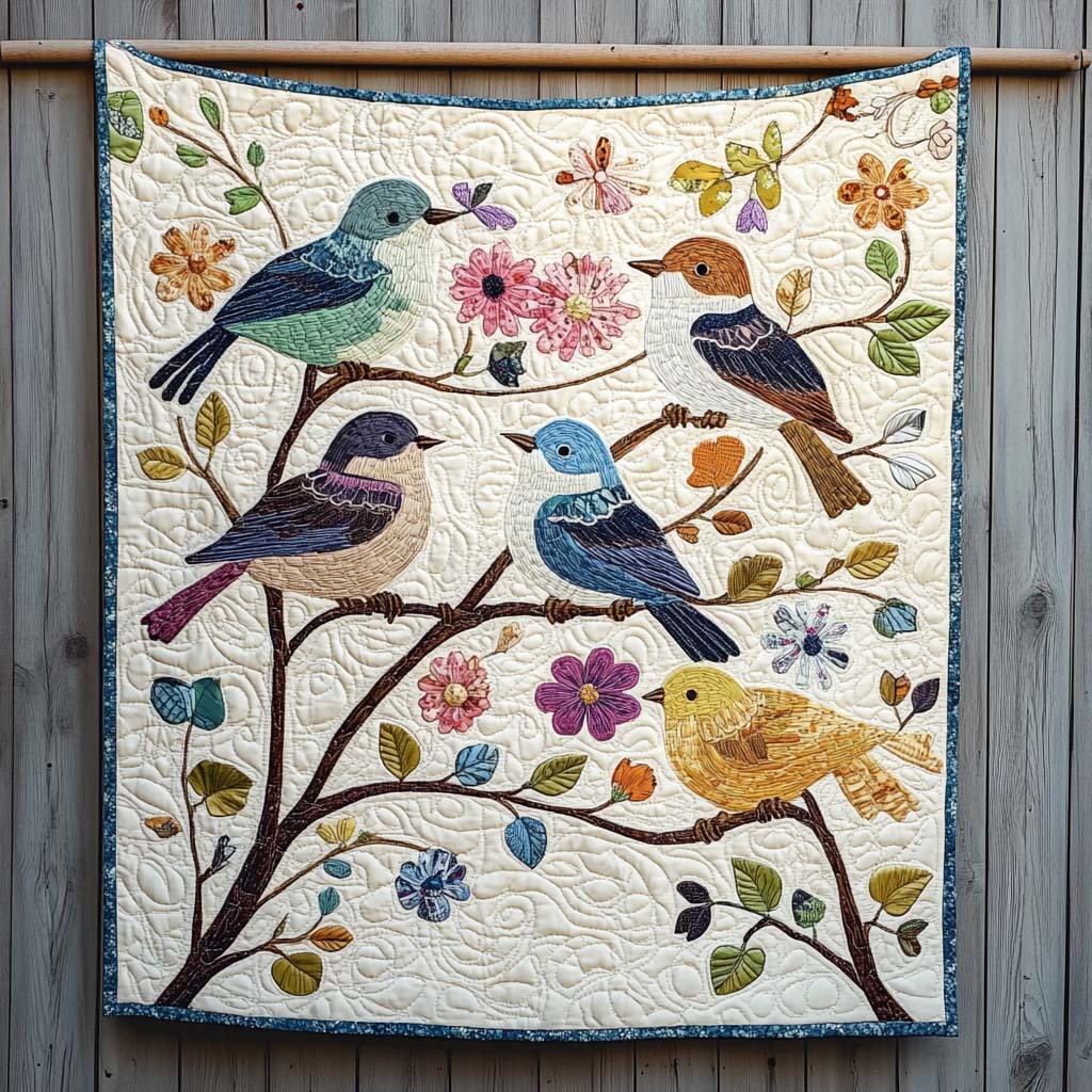 Blossom Birds Quilted Blanket Gift Ideas For Bird Lovers