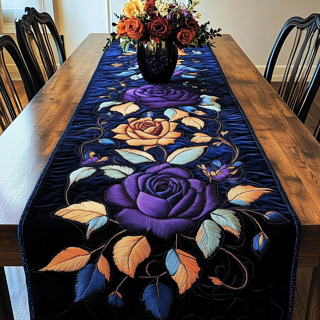 Blossom Bliss Quilted Table Runner Floral Table Cover Gifts For The Flower Lover