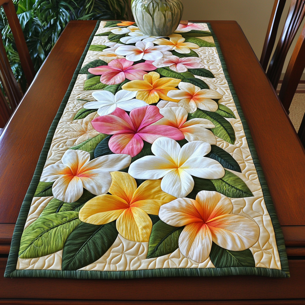Blossom Bliss Quilted Table Runner Holiday Table Throw Christmas Gifts For Flower Lovers