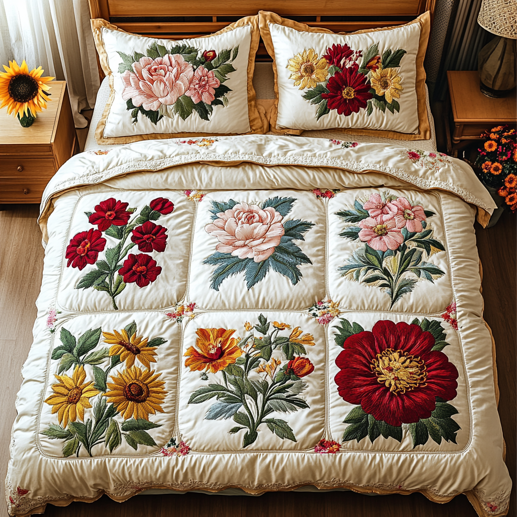 Blossom Breeze Quilted Bedding Set Christmas Bedding Sets Gifts For The Flower Lover