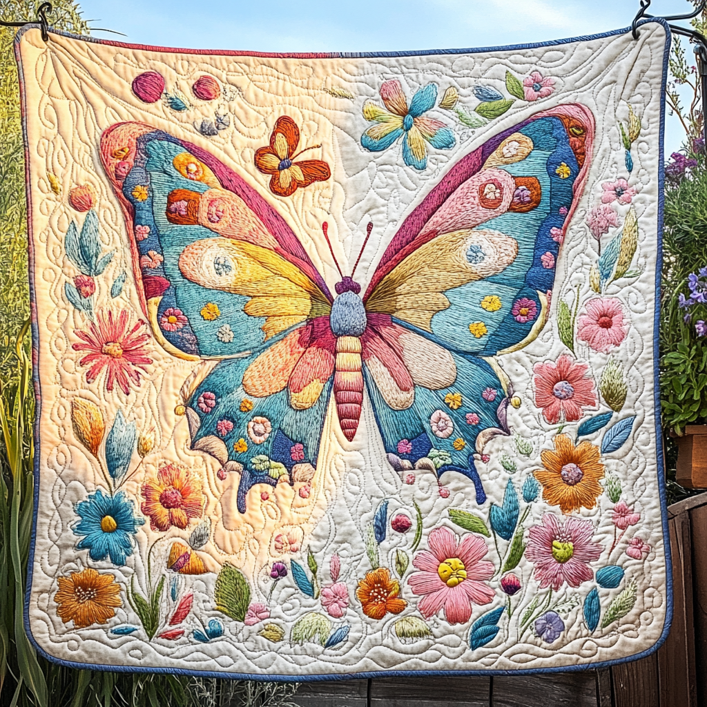 Blossom Breeze Quilted Blanket Butterfly Gifts For Ladies