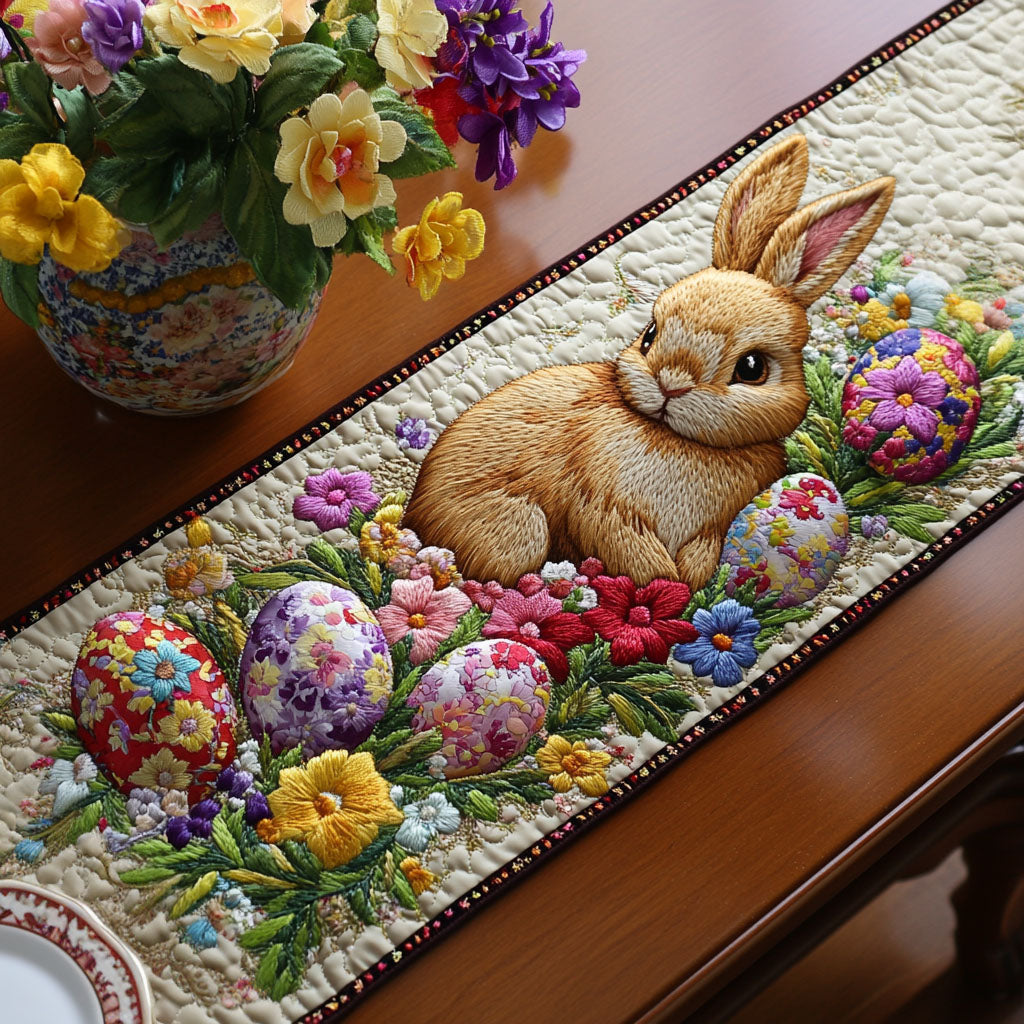 Blossom Bunny Joy Quilted Table Runner Easter Table Ideas Gifts For Mom