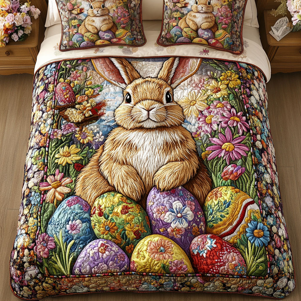 Blossom Bunny Quilted Bedding Set Bed Room Decoration Happy Easter Holiday gifts