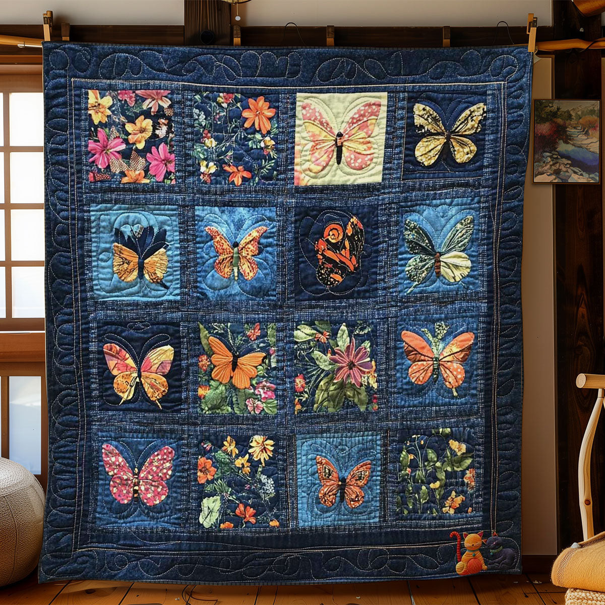 Blossom Butterfly Holiday Christmas Quilt Blanket Christmas Gifts For Grandmother