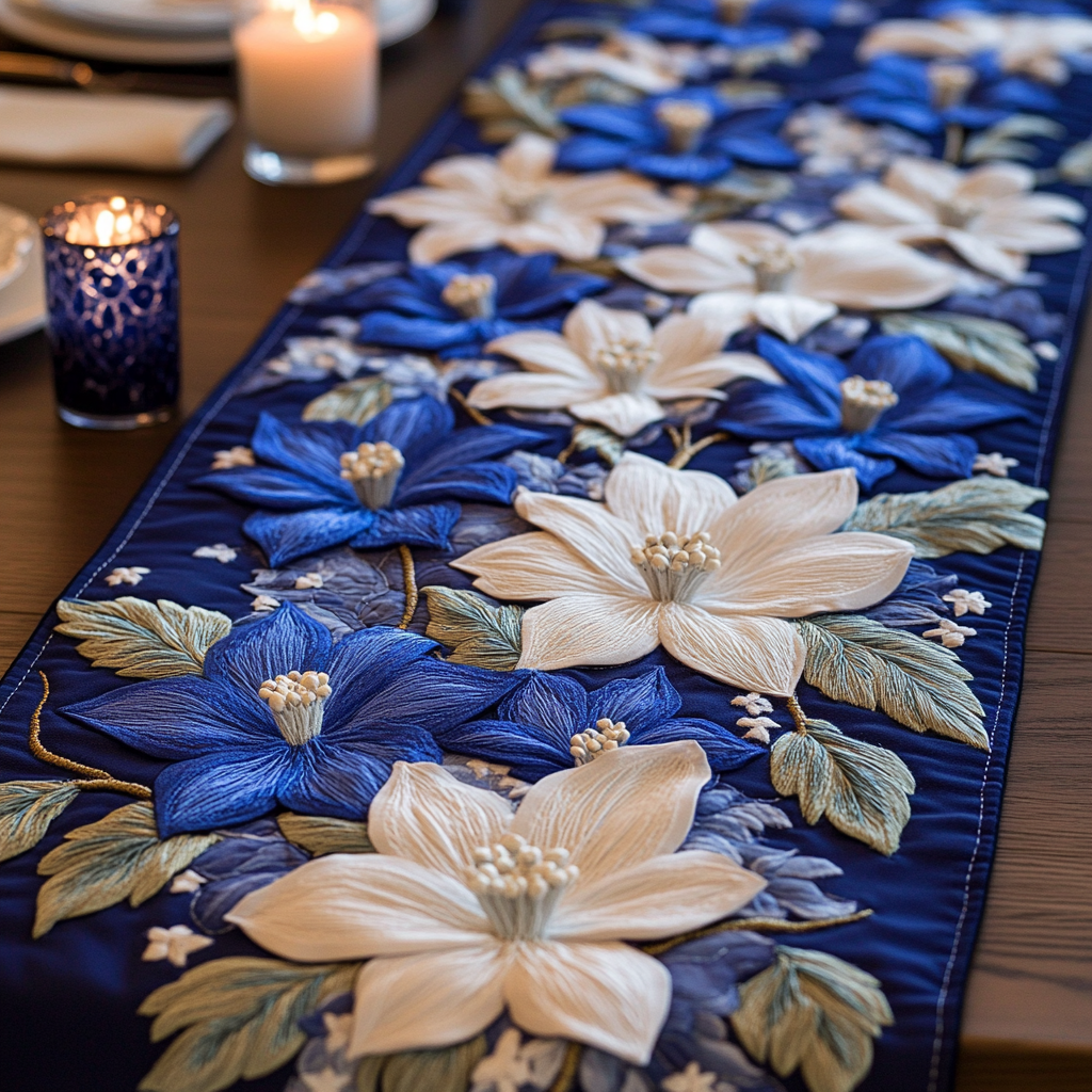 Blossom Charm Quilted Table Runner Holiday Dining Table Decor Patriotic Gift Ideas