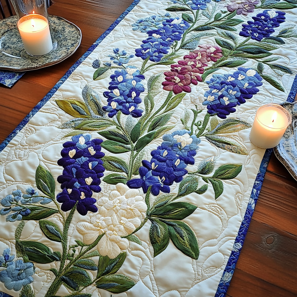 Blossom Charm Quilted Table Runner Kitchen Table Decor Best Gifts For Flower Lovers