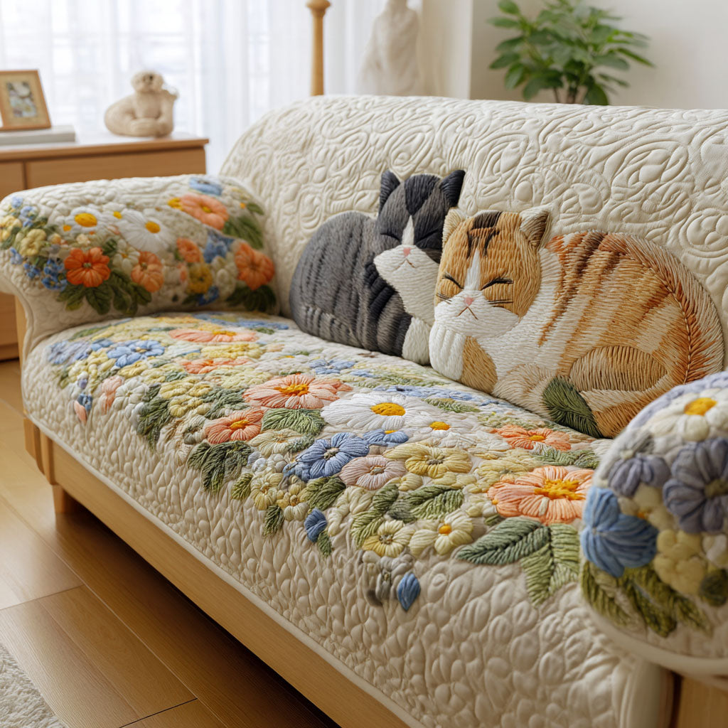 Blossom Dream Quilted Sofa Cover Couch Protector Present Ideas For Cat Lovers