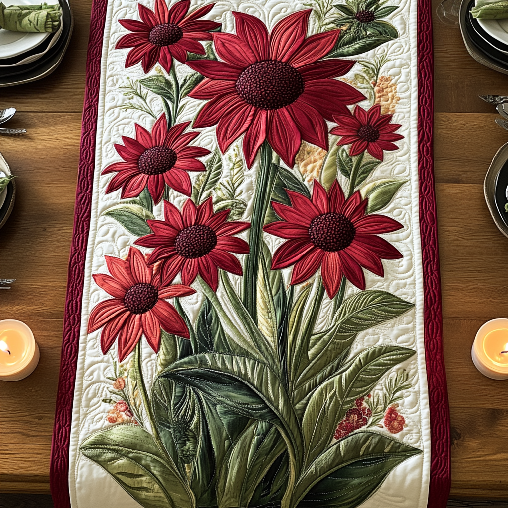 Blossom Dream Quilted Table Runner Floral Table Runner Unique Gifts Family