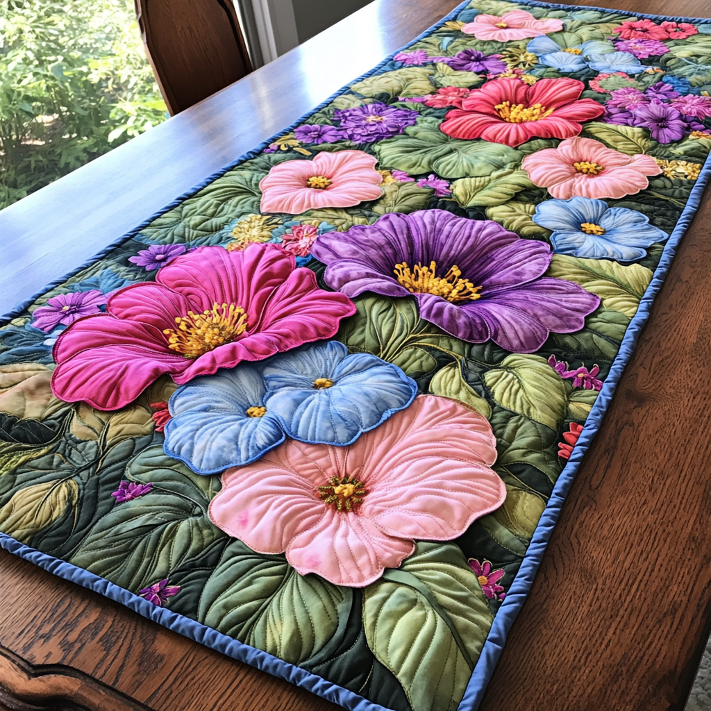 Blossom Dreams Quilted Table Runner Kitchen Table Decor Best Gifts For Flower Lovers