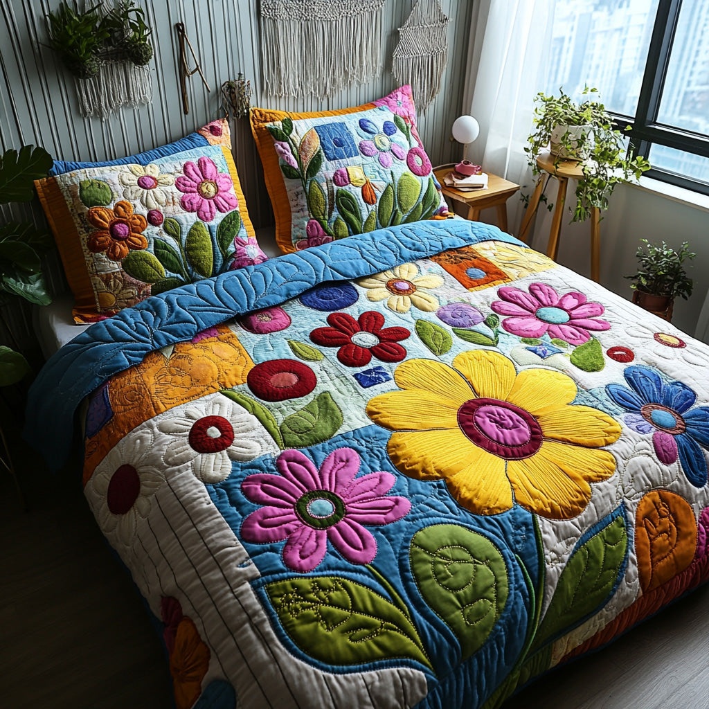 Blossom Field Quilted Bedding Set Bed Decorations Gifts For The Flower Lover