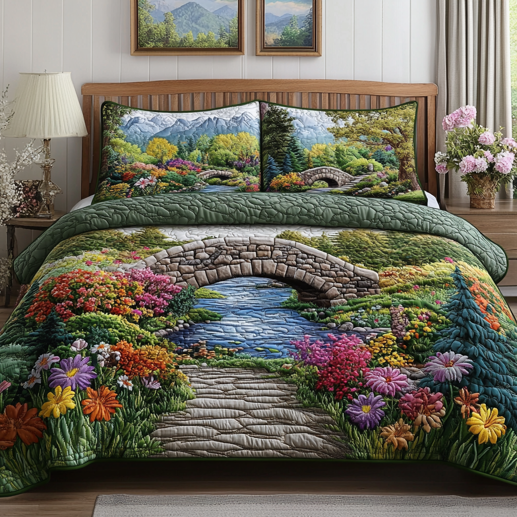Blossom Field Quilted Bedding Set Unique Bed Sheet Set Best Gifts For The Beach Lover