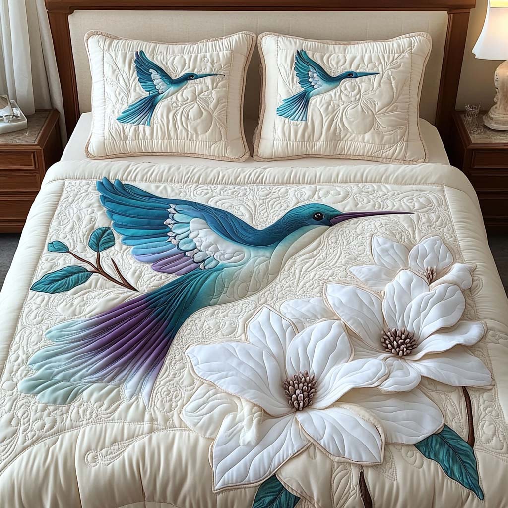 Blossom Flight Quilted Bedding Set Best Comforter Sets Hummingbird Themed Birthday Gifts
