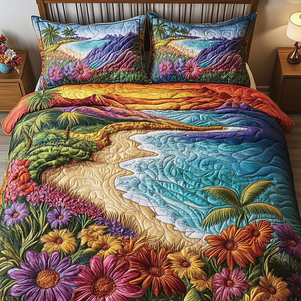 Blossom Haven Quilted Bedding Set Holiday Duvet Covers Christmas Present Ideas For Surfers
