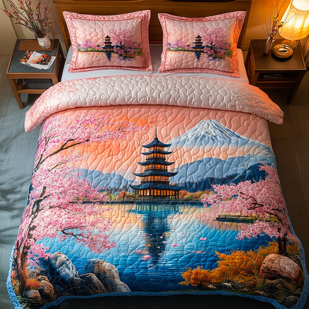 Blossom Horizon Quilted Bedding Set Japanese Bedroom Decor Best Christmas Gift Ideas 