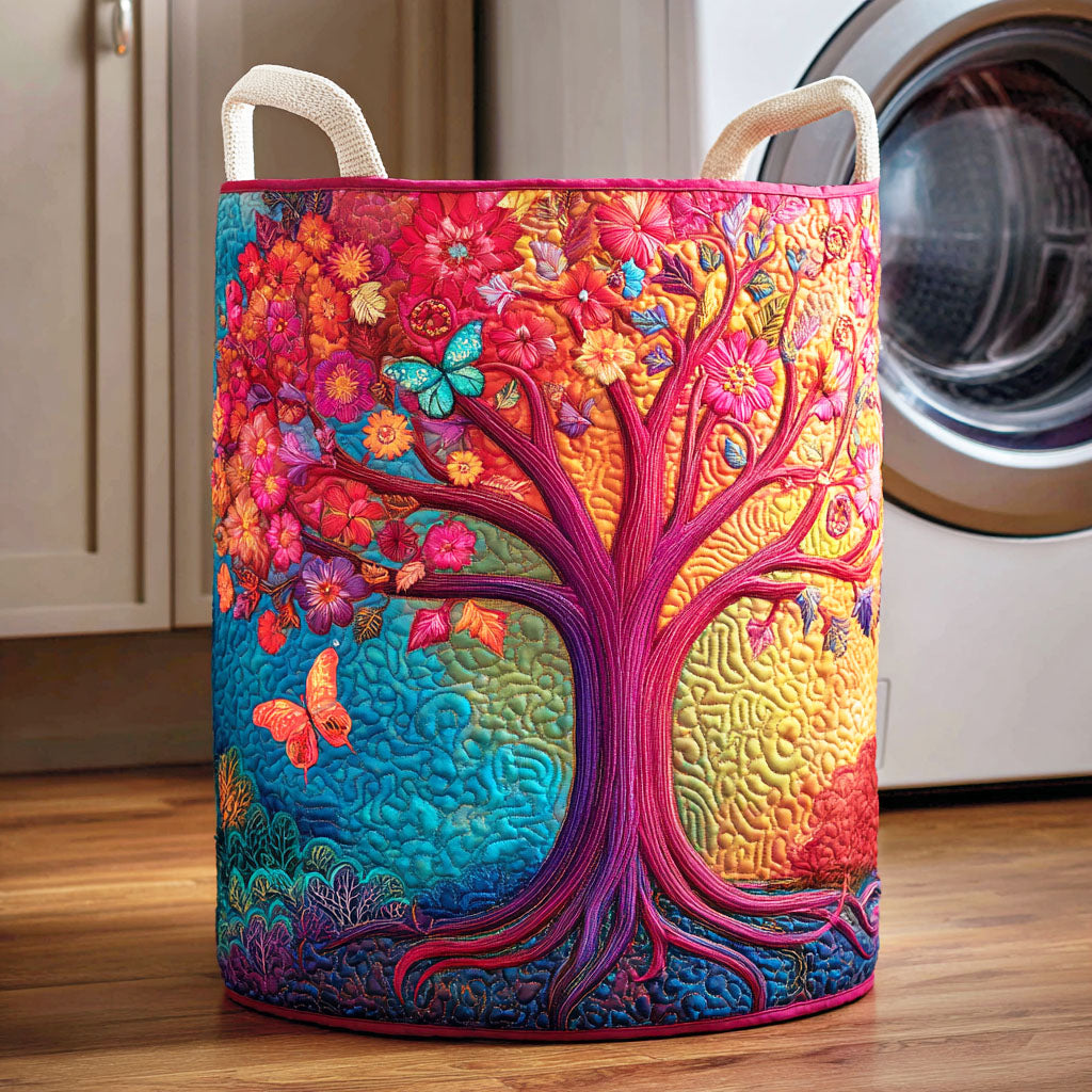 Blossom Life Tree Quilted Laundry Basket Must-Have Home Essential