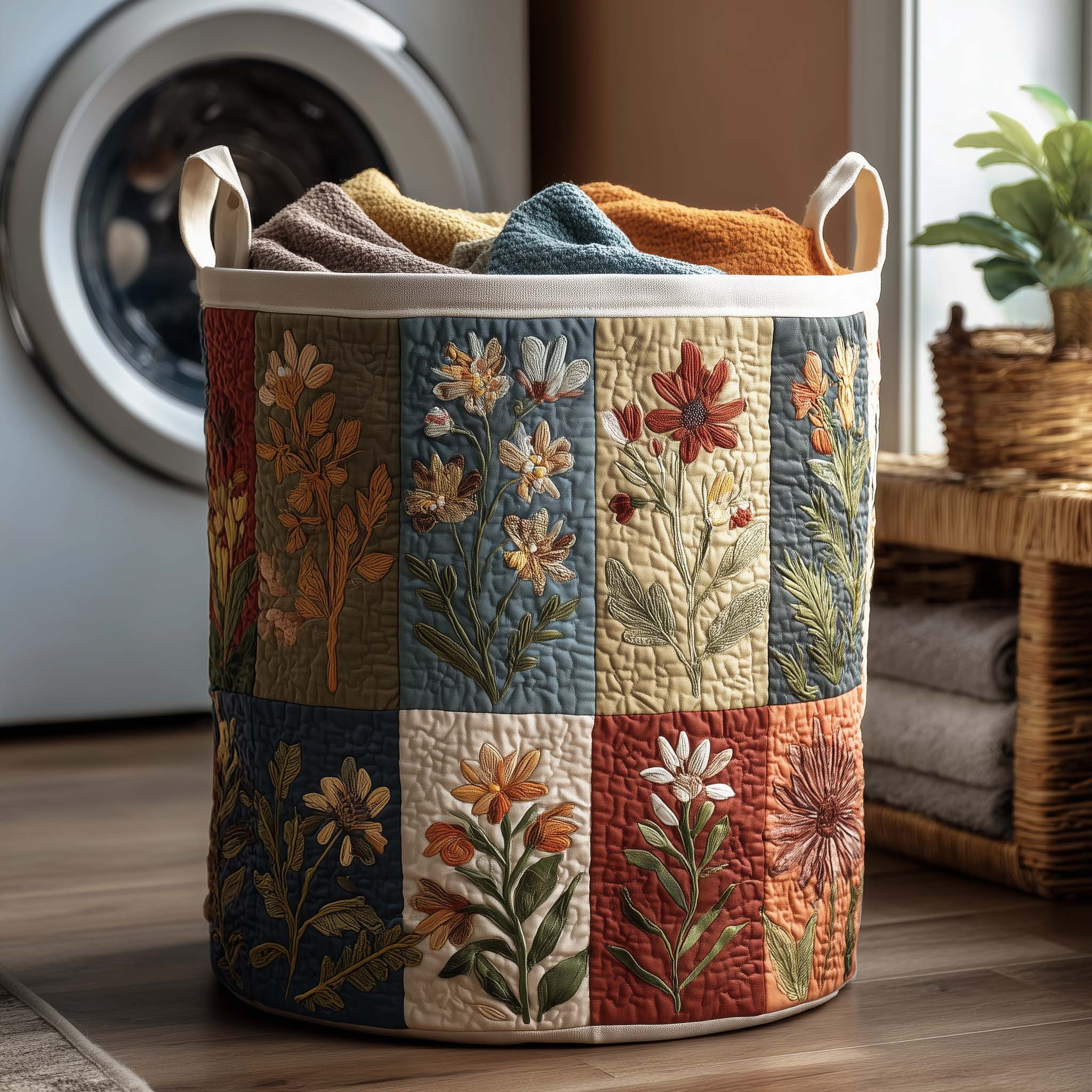 Blossom Mood Quilted Laundry Basket Nature Home Decor Unique Gifts For Enthusiasts