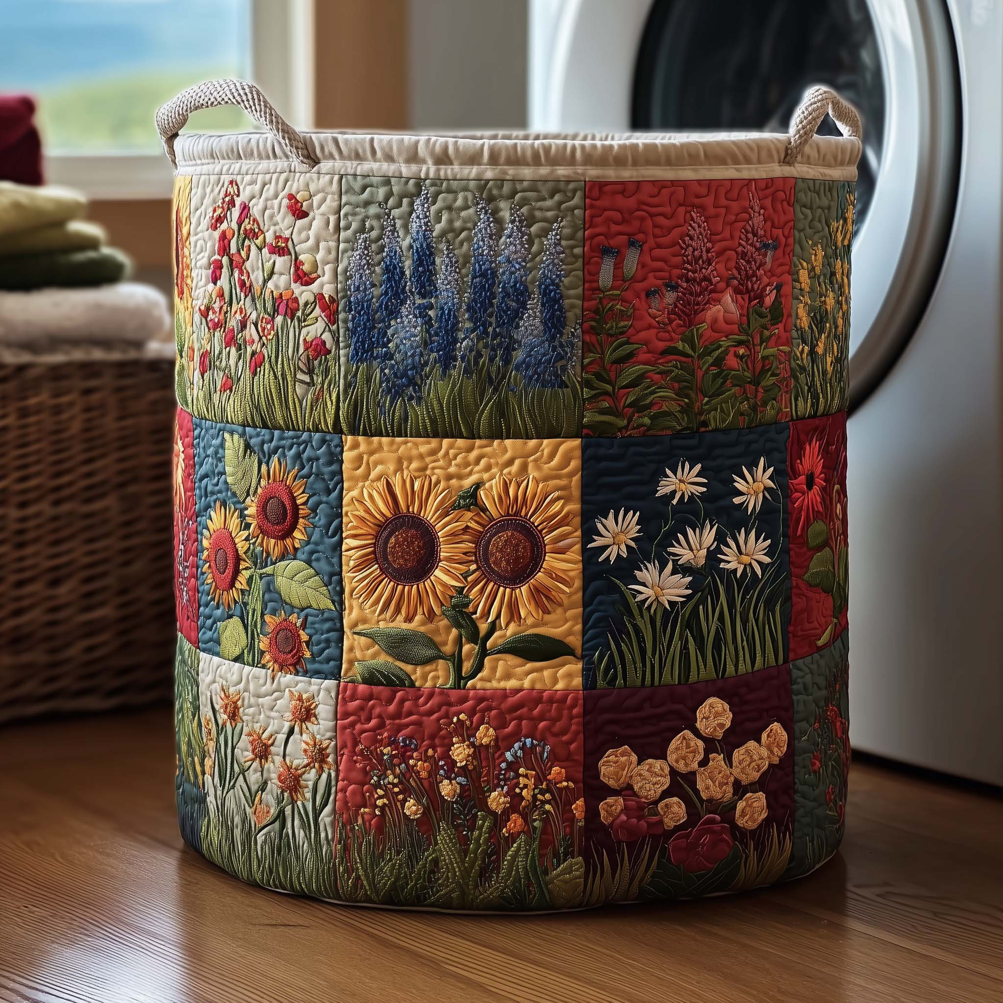 Blossom Mood Quilted Laundry Basket Trendy Home Decor Gifts For Who Loves Flower