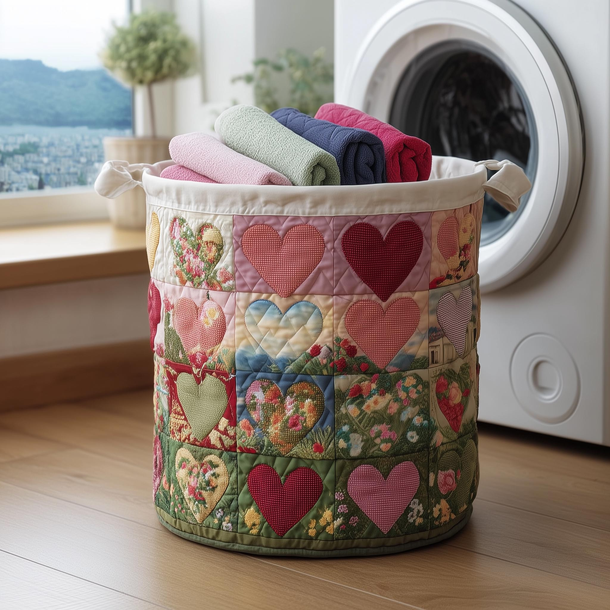 Blossom Mood Quilted Laundry Basket Trendy Home Decor Unique Presents For Wife