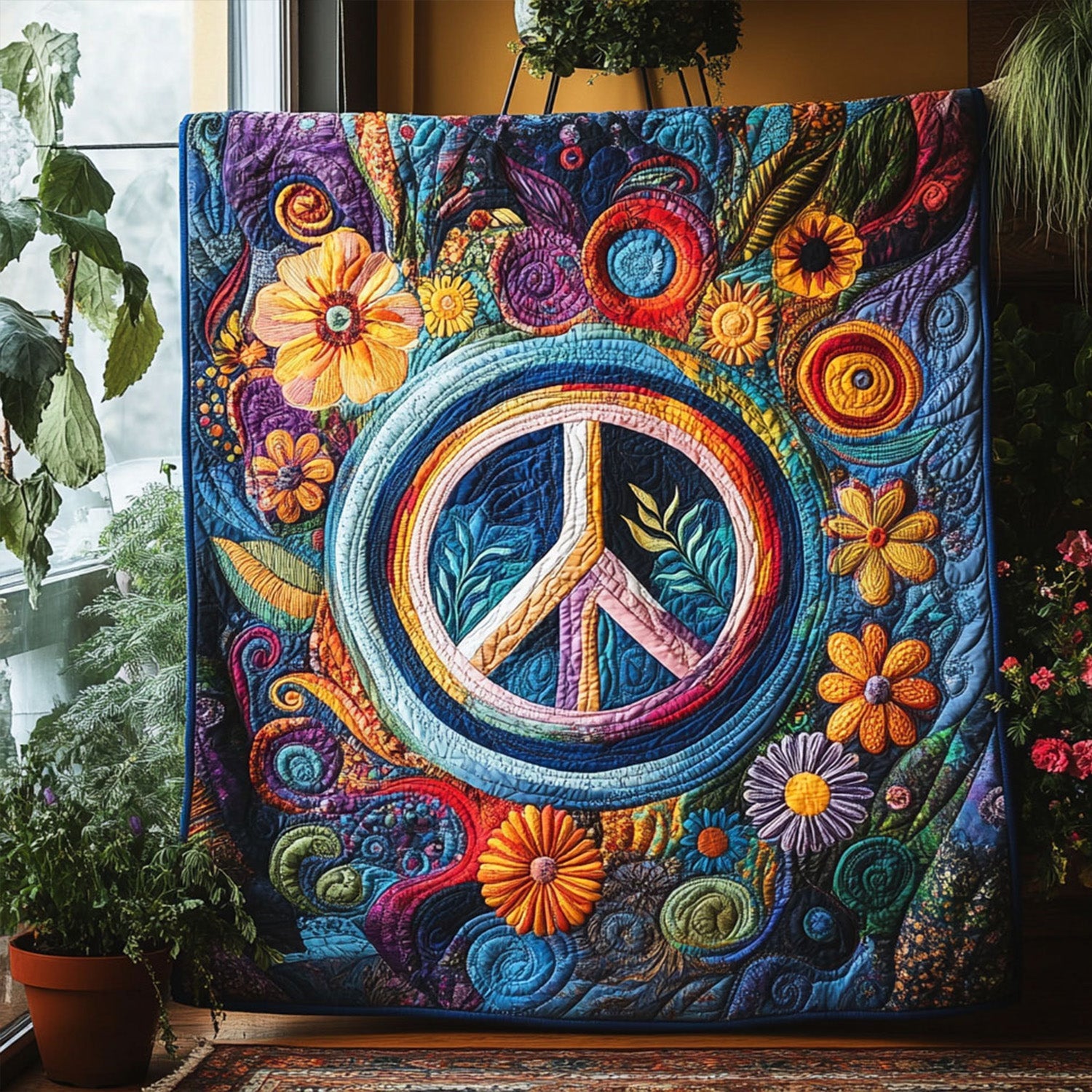 Blossom of Unity Quilted Blanket Best Throw Blanket Christmas Ideas For Hippies