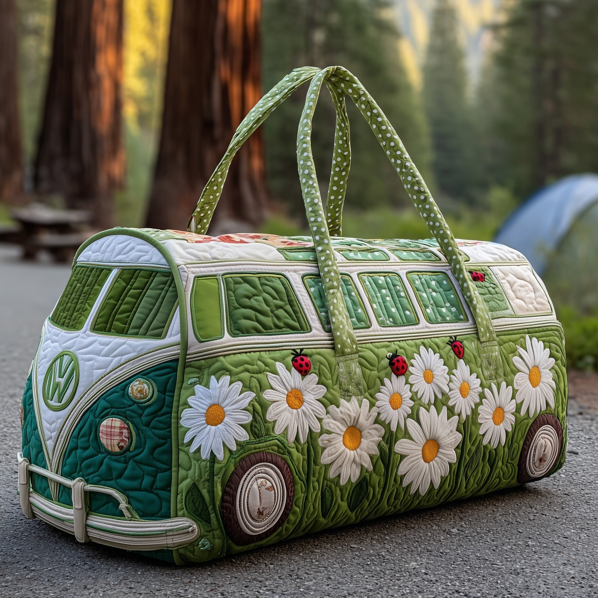 Blossom Path Quilted Duffle Bag Floral Travel Bag Best Gift For Nature Lovers Camping Outdoor Trips