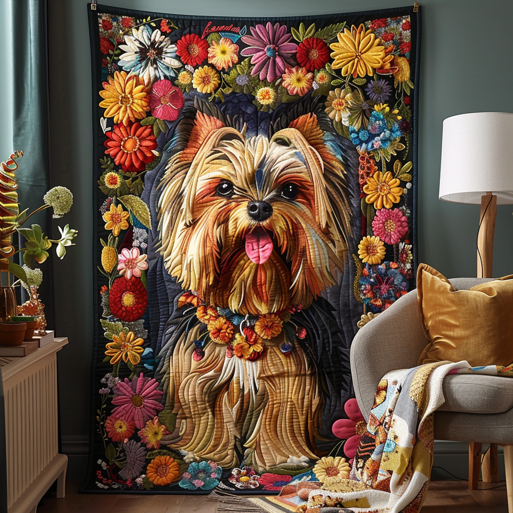 Blossom Pup Quilted Blanket Christmas Gifts For Friends