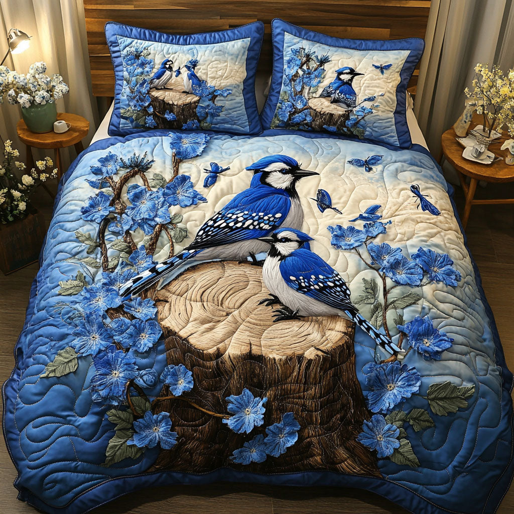 Blossom Serenity Quilted Bedding Set Bedroom Decorations Gifts For Bird Enthusiasts