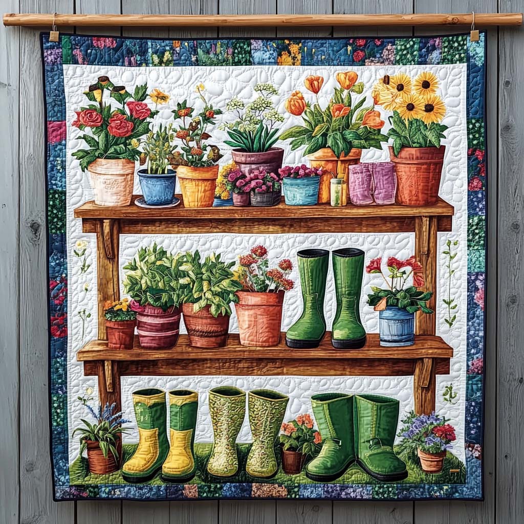 Blossom Shelf Quilted Blanket Gift For Gardening
