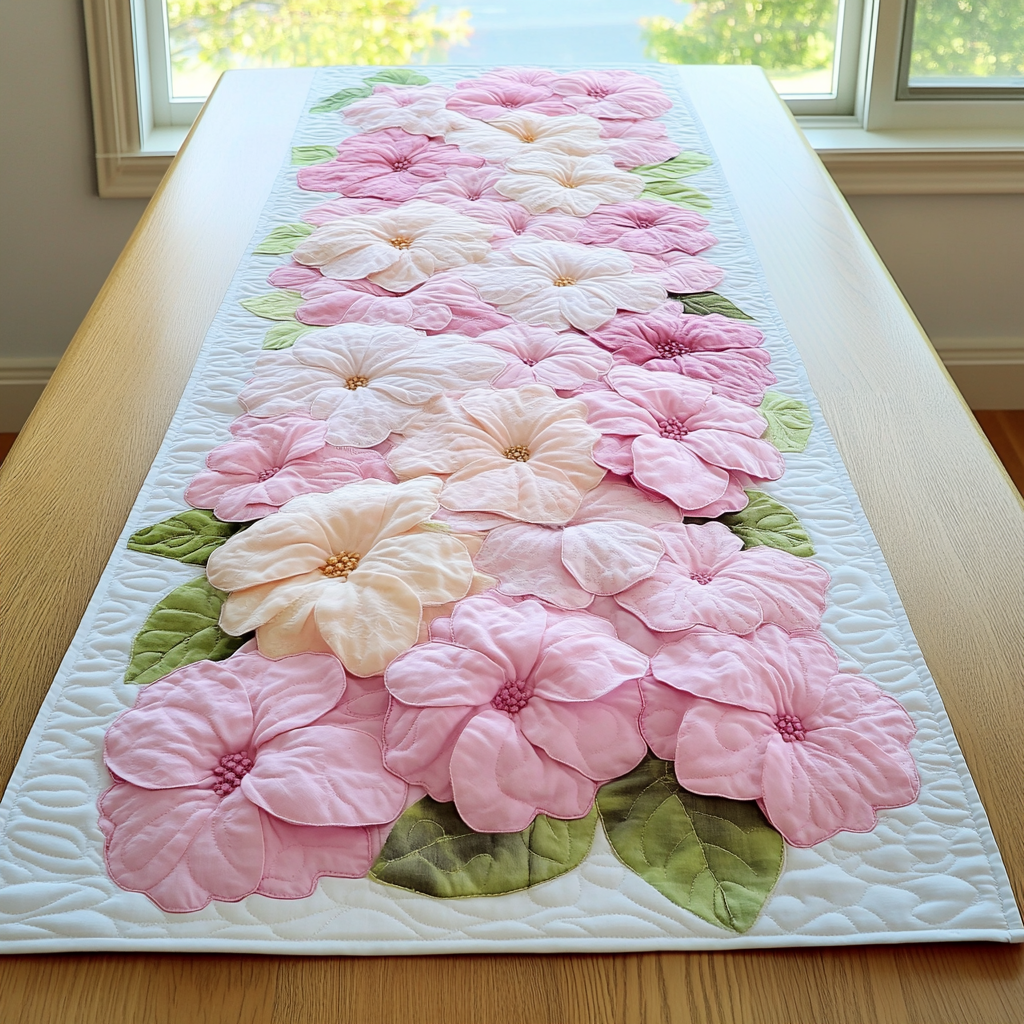 Blossom Shine Quilted Table Runner Dining Room Decor Christmas Flower Gifts