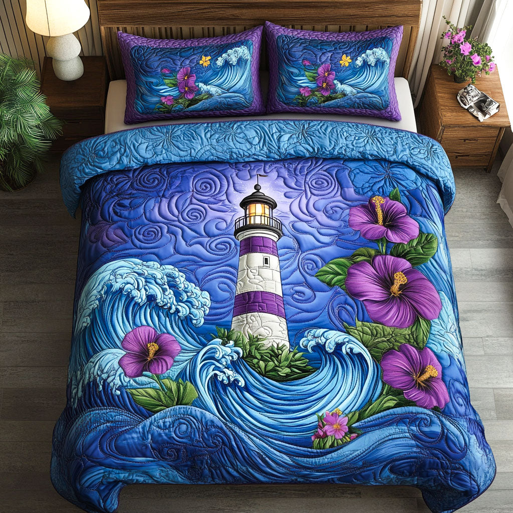 Blossom Shore Quilted Bedding Set Bed Decorations Lighthouse Gifts For Her