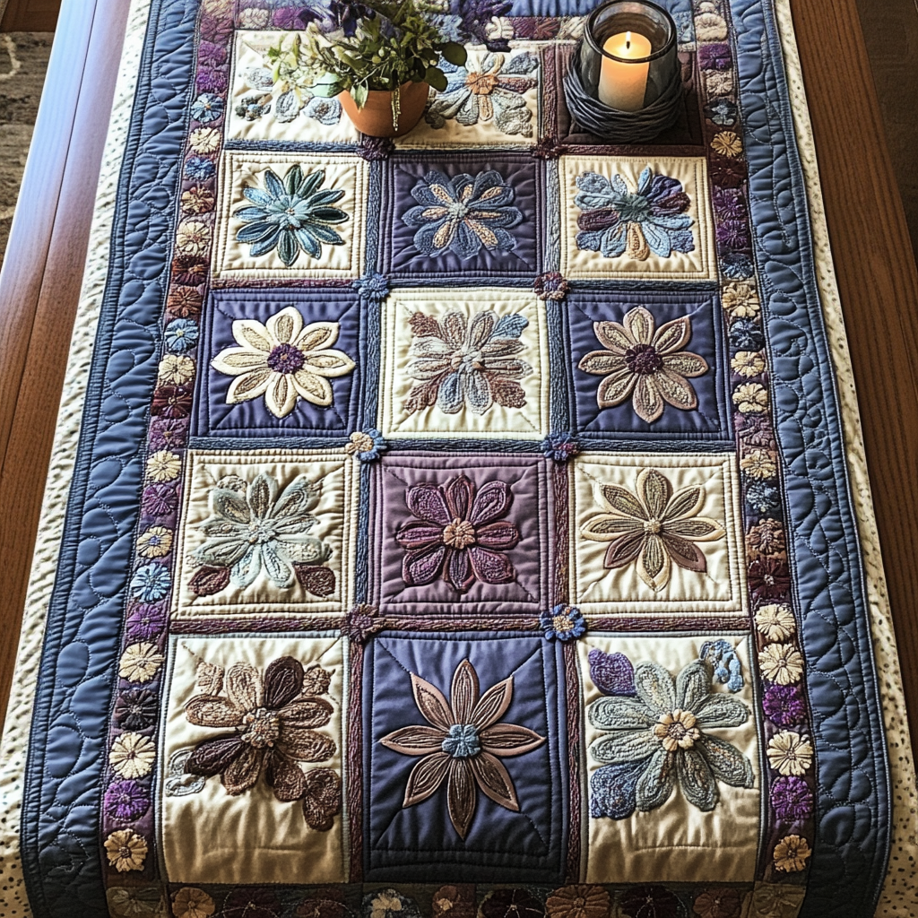 Blossom Vibe Quilted Table Runner Floral Table Runner Birthday Presents For Dad