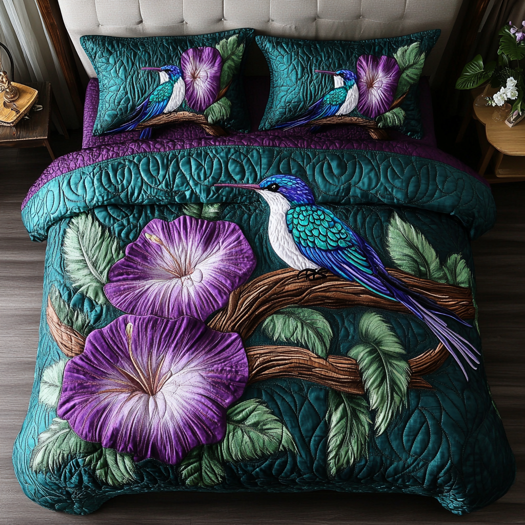 Blossom Wings Quilted Bedding Set Bedroom Decor Ideas Hummingbird Gifts For Him