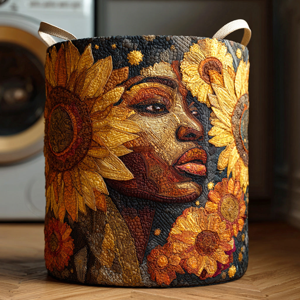 Blossoming Grace Quilted Laundry Basket Soft Quilted Laundry Basket for Daily Home Use