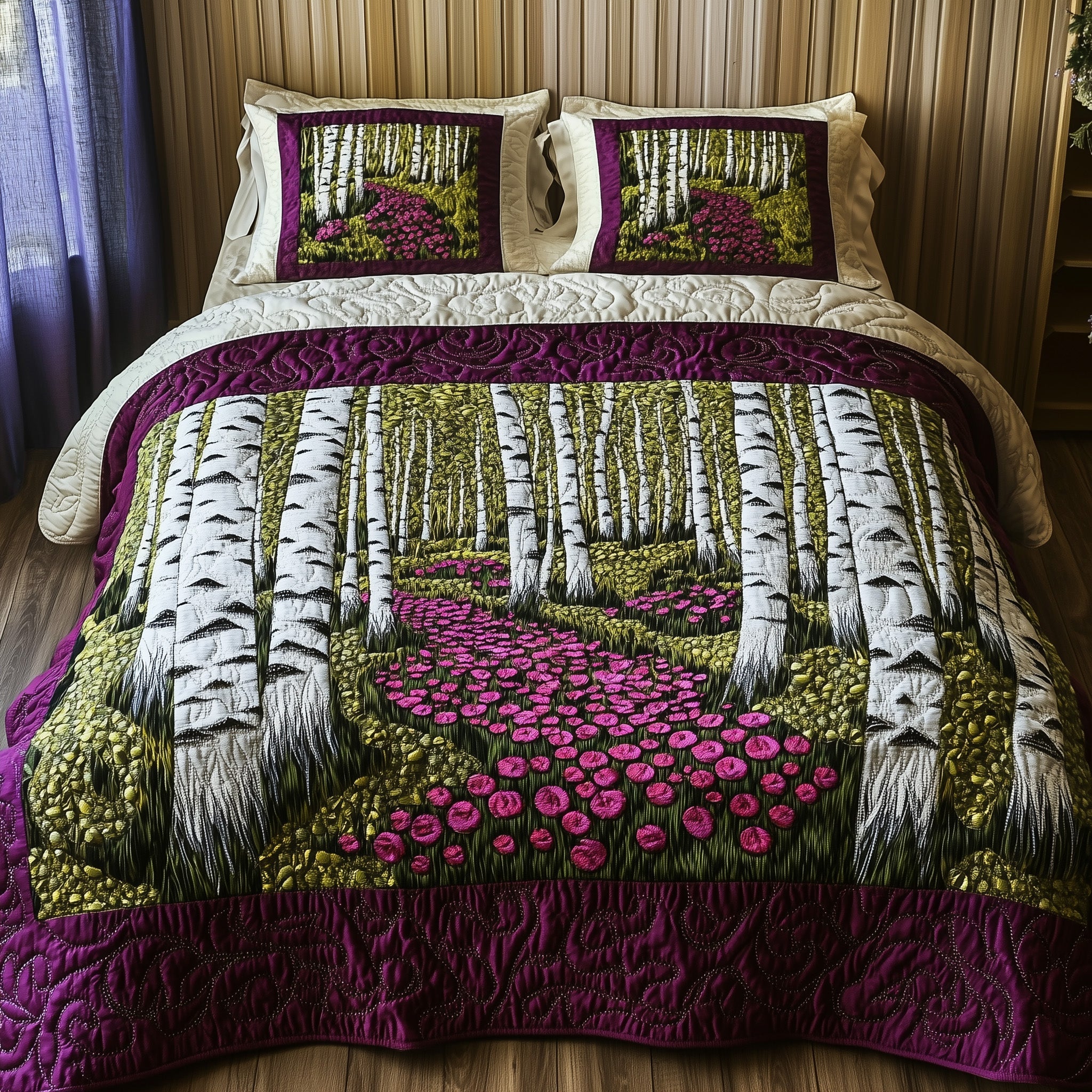 Blossoms in the Birch Quilted Bedding Set Duvet Cover Merchandise Fall Gift Items
