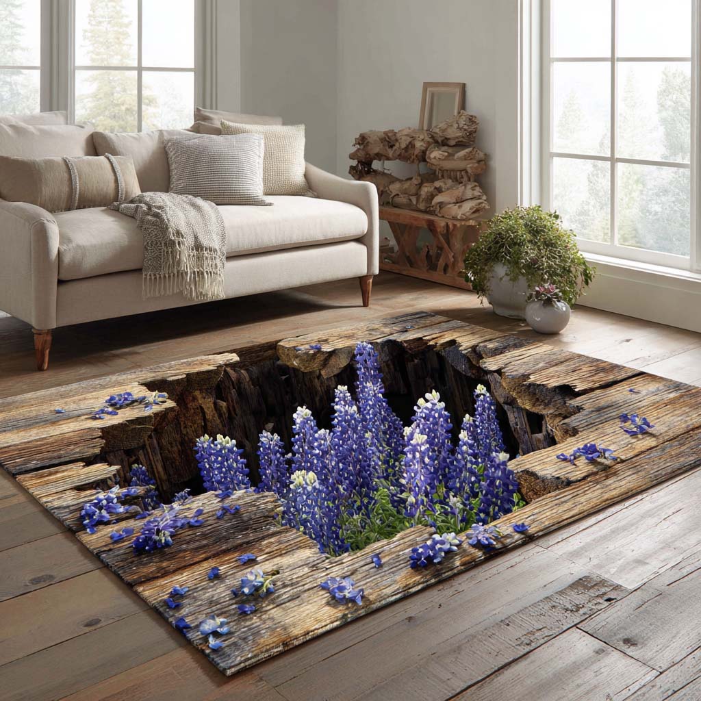 Blue Blossom Area Rug Washable Rugs Special Birthday Gift for Mom