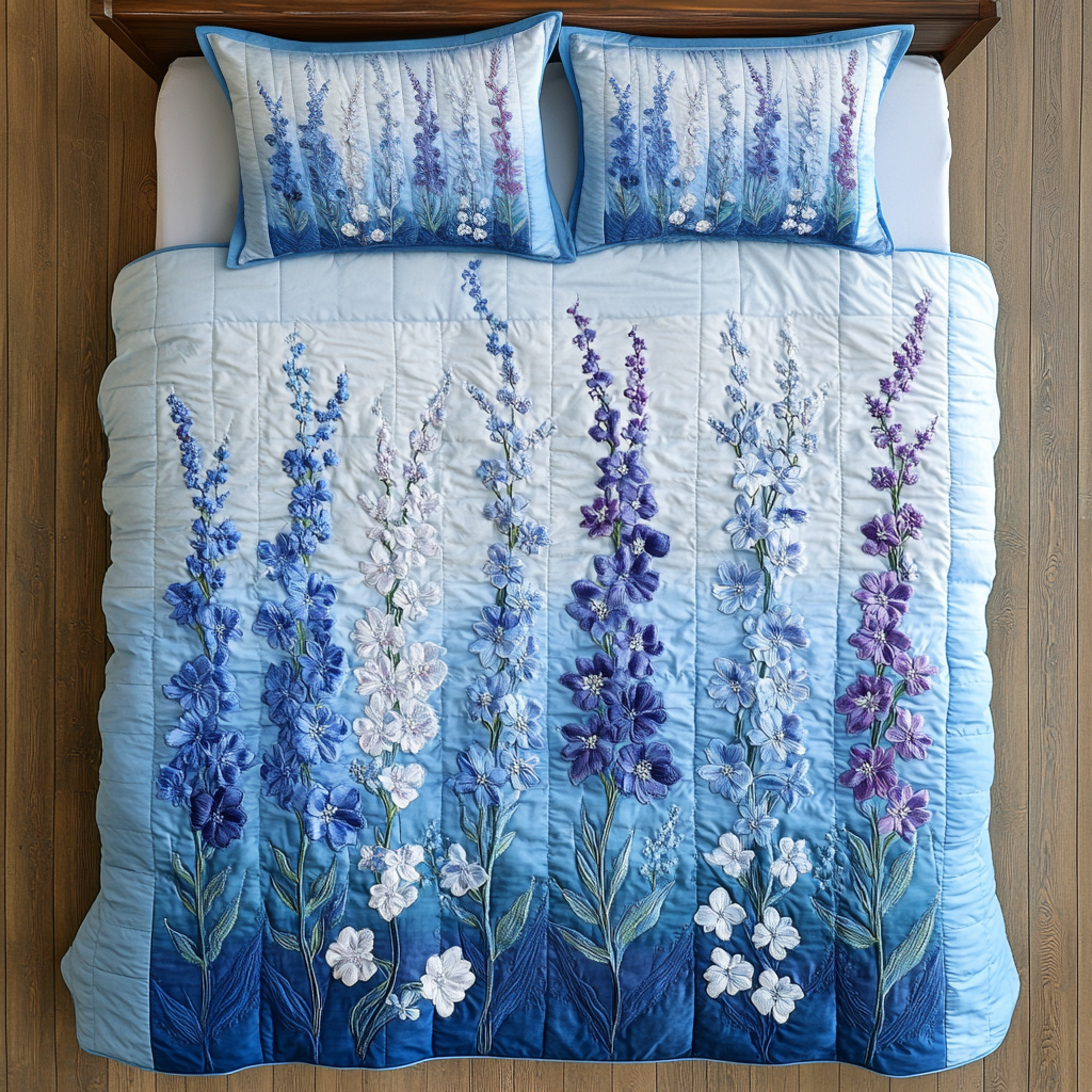 Blue Breeze Quilted Bedding Set Bed Decorations Lavender Gift Ideas For Her