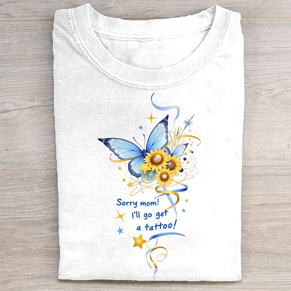 Blue Butterfly Graphic T-Shirt Cute Insect Lover Tee Gift For Women Kids