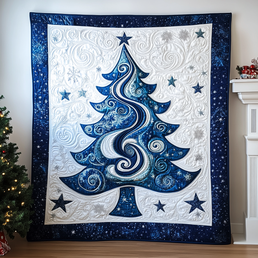 Blue Christmas Quilted Blanket Christmas Gifts For Husband