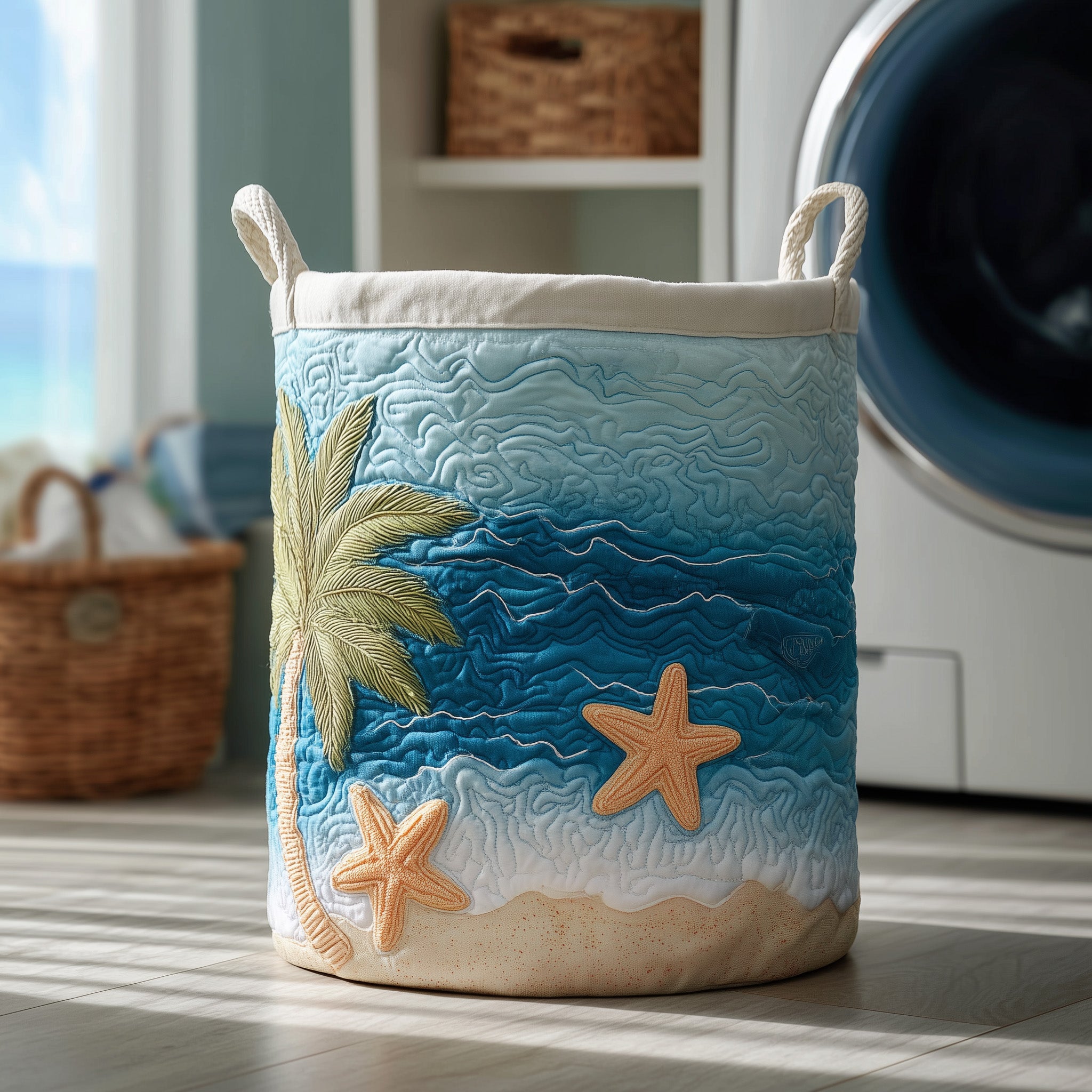 Blue Coast Quilted Laundry Basket Foldable Clothes Basket Storage Best Gifts For Starfish Fans