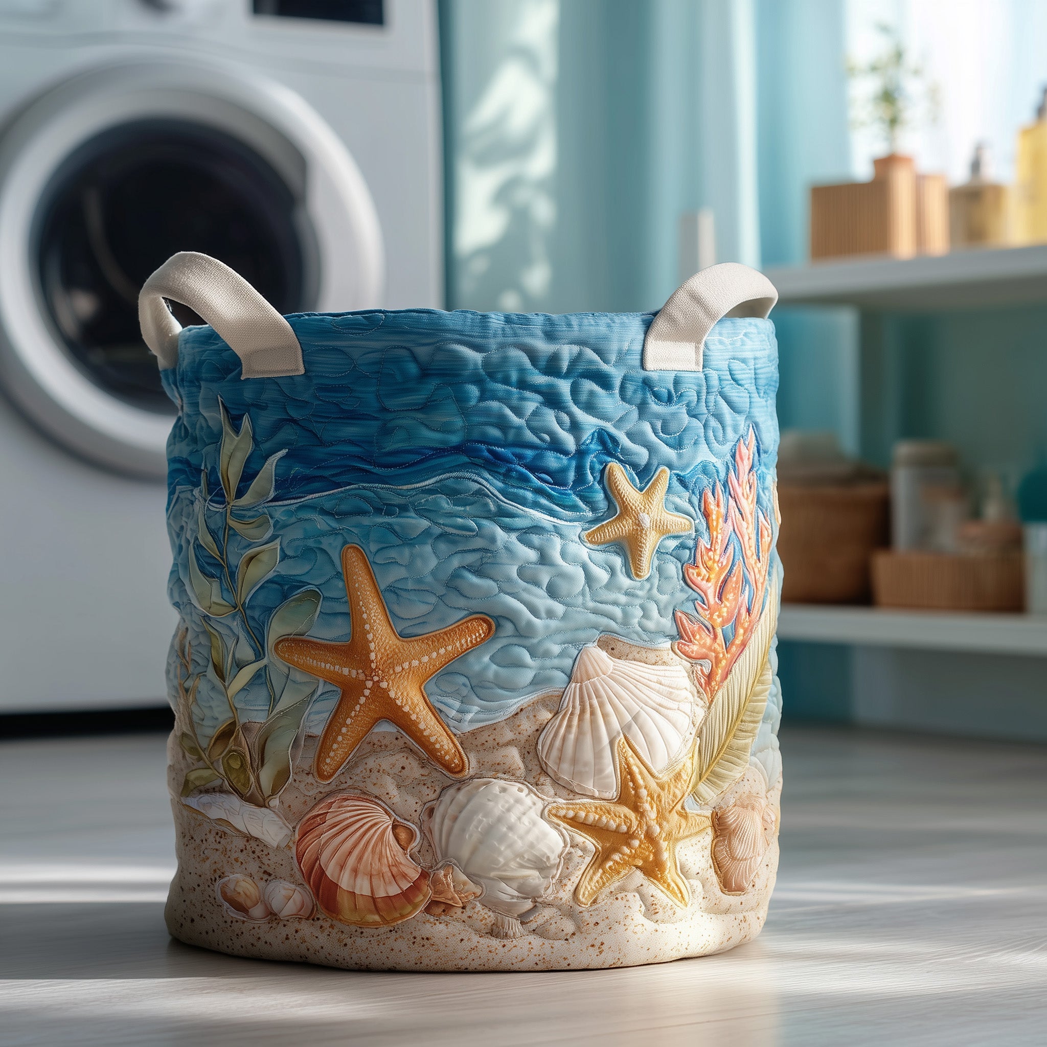 Blue Coast Quilted Laundry Basket Foldable Clothes Basket Storage Best Gifts For Starfish Lovers