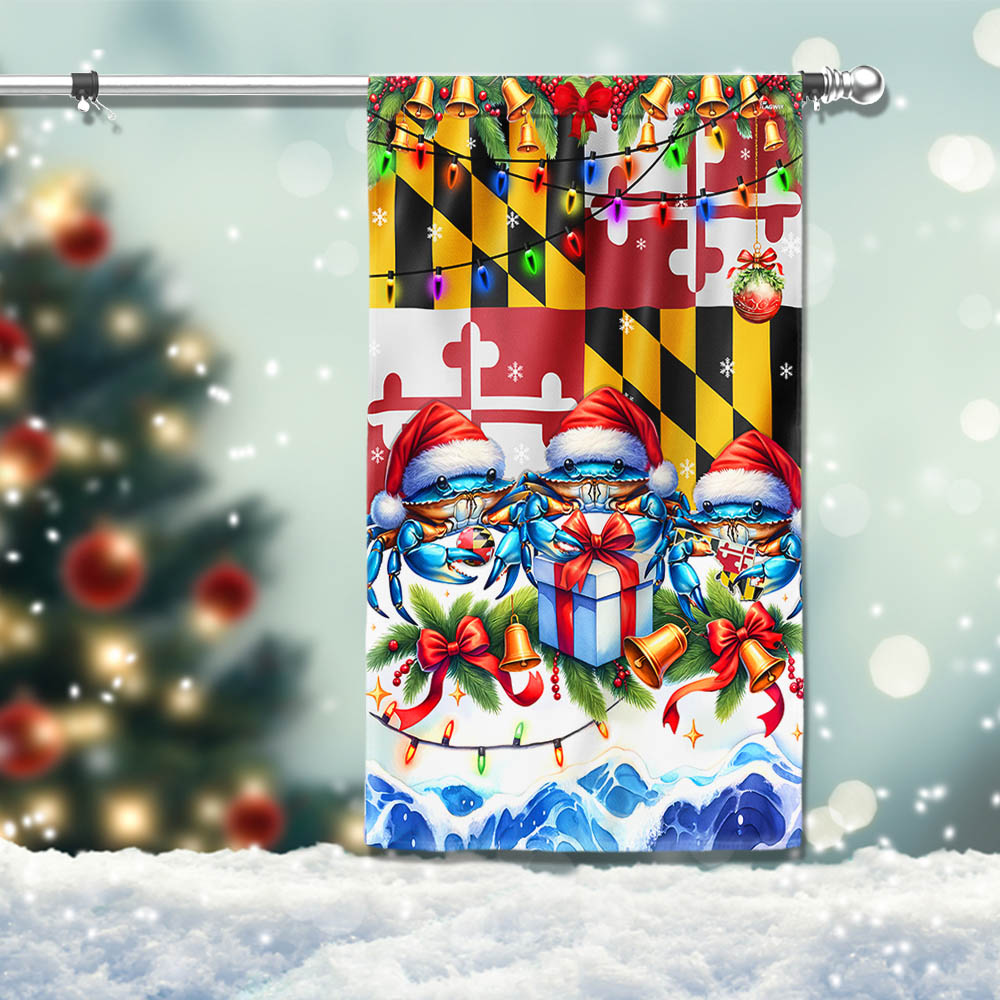 Blue Crabs Merry Christmas Maryland Flag