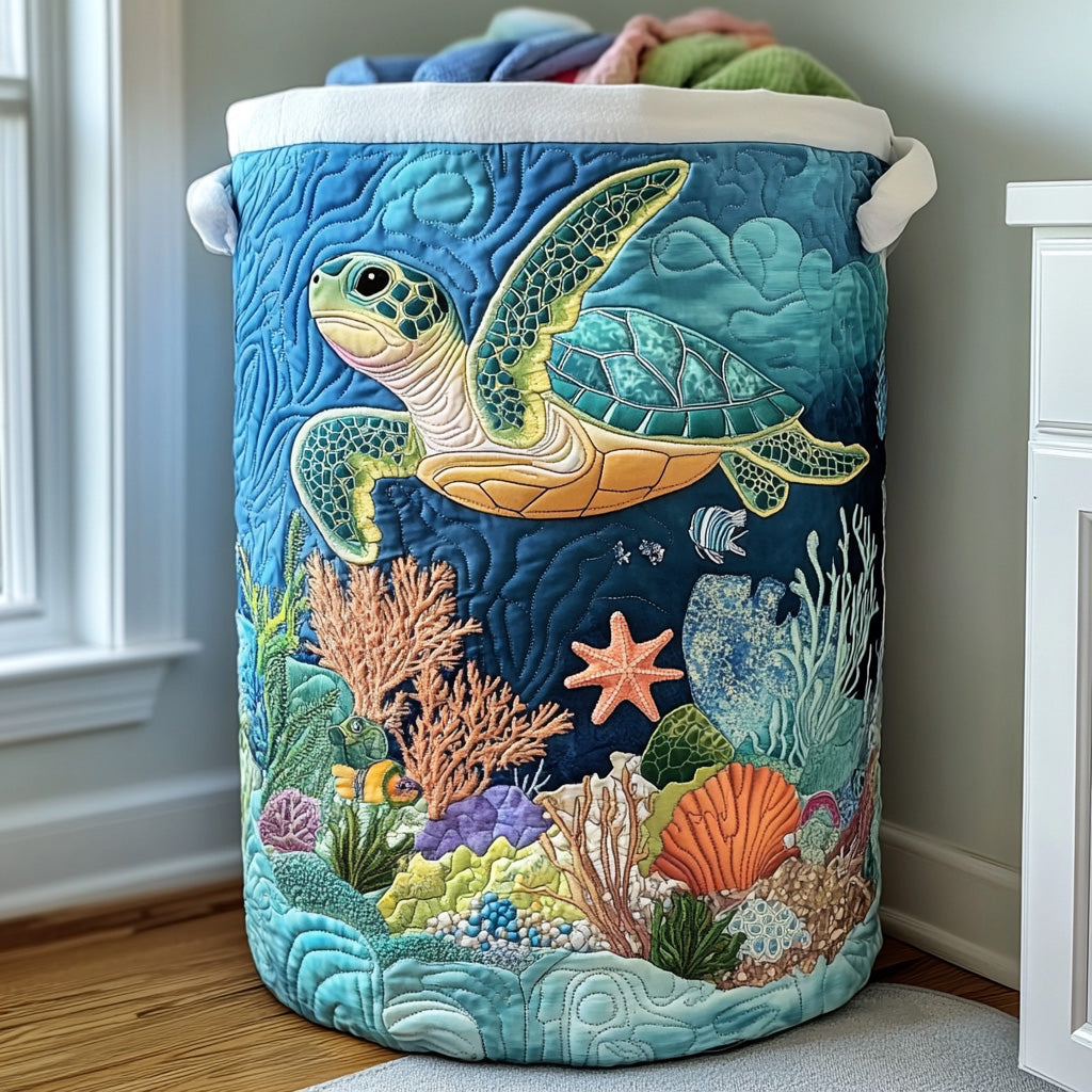 Blue Current Quilted Laundry Basket Perfect Gift For Your House