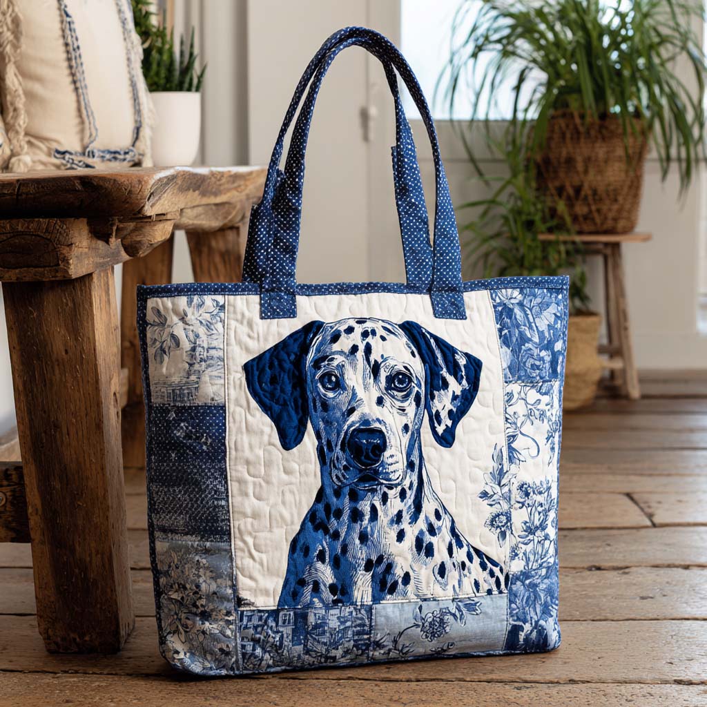 Blue Dalmatian Joy Quilted Tote Bag Presents For People With Dogs