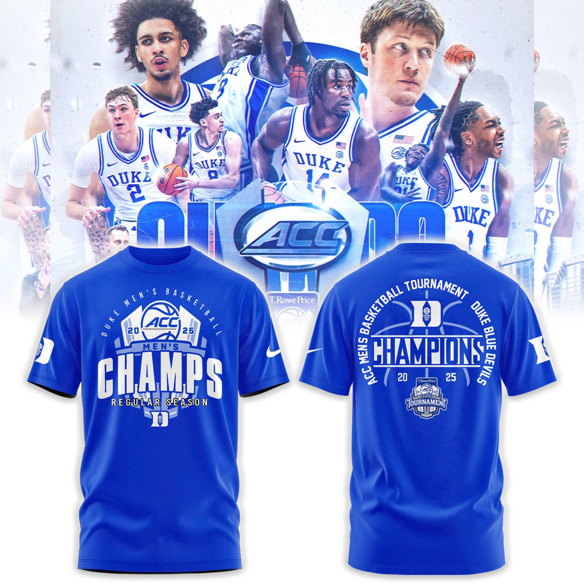 Blue Devils Duke ACC Championship Shirt 2025 Men's Basketball Tournament Winner