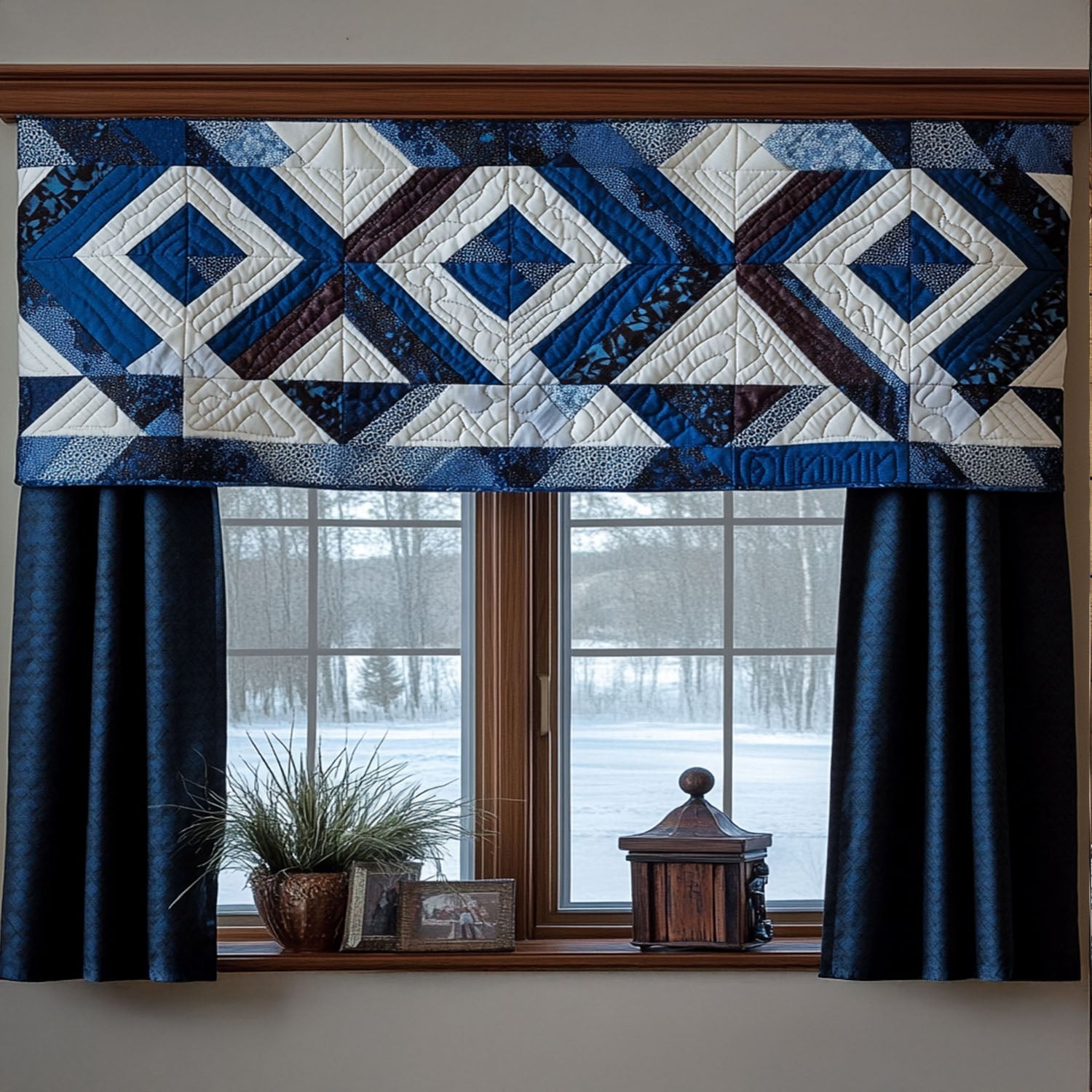Blue Diamond Harmony Quilted Valance Entryway Design Ideas Gifts For Western Lovers