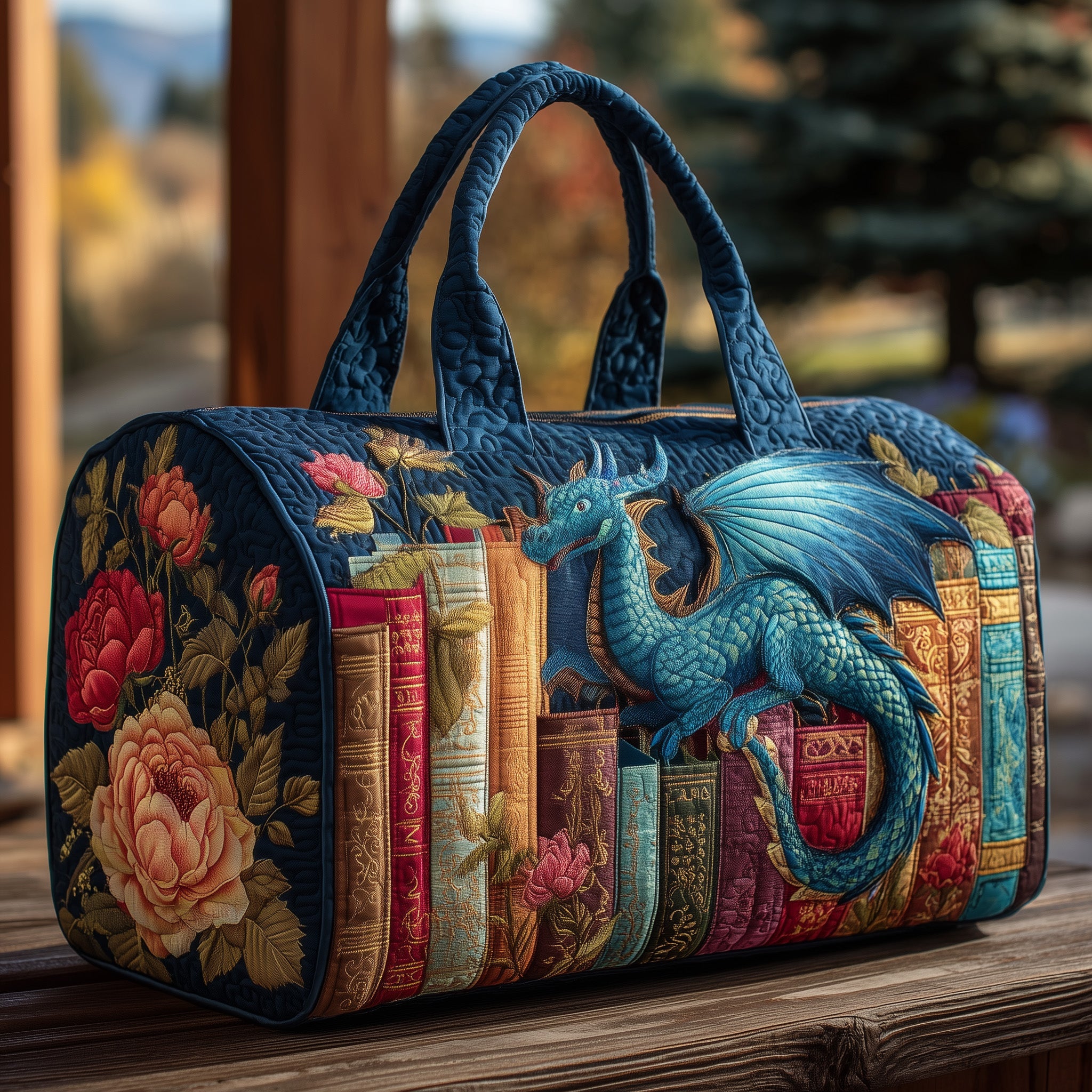 Blue Dragon Quilted Duffle Bag Christmas Gift Idea