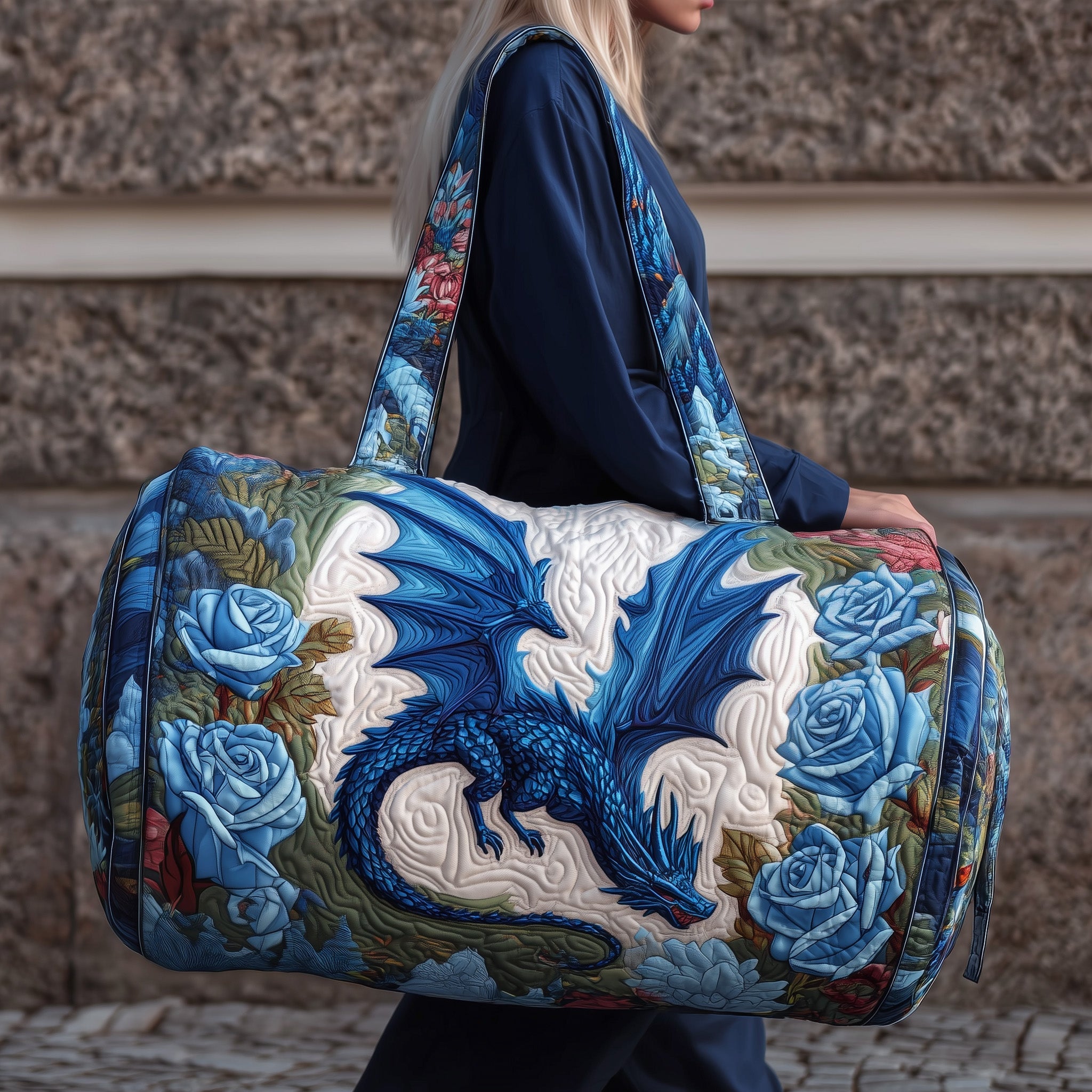 Blue Dragon Quilted Duffle Bag Daily Essentials Organizer