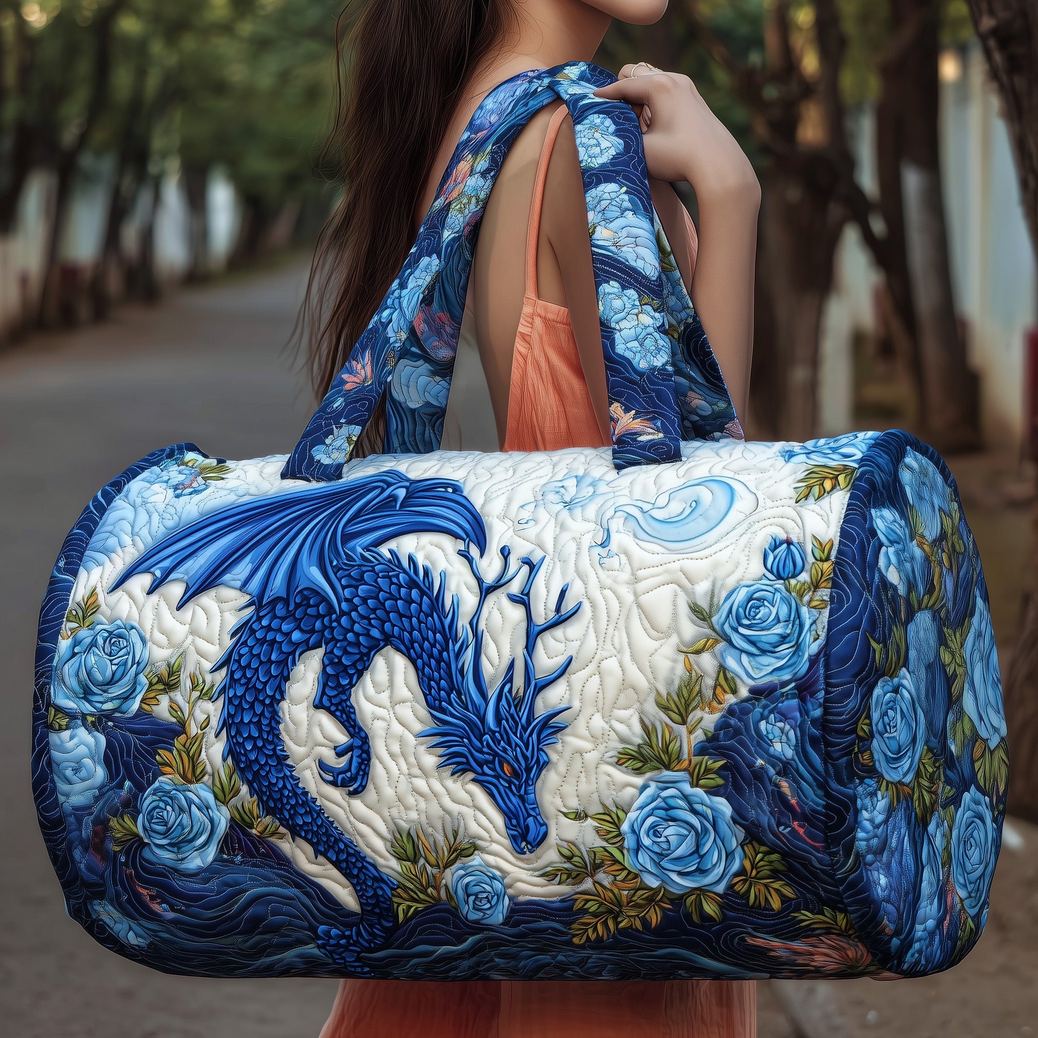 Blue Dragon Quilted Duffle Bag Durable And Lightweight